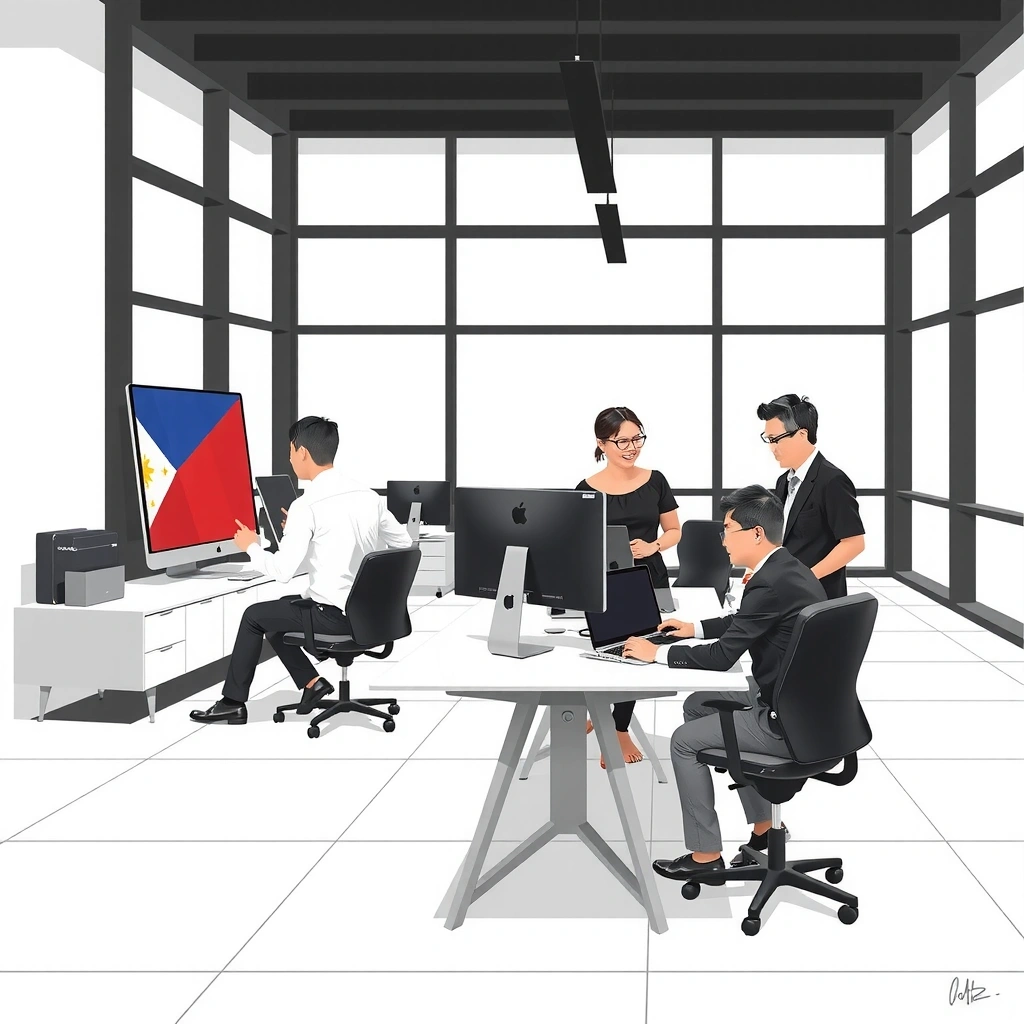 Professional team collaboration in Manila office